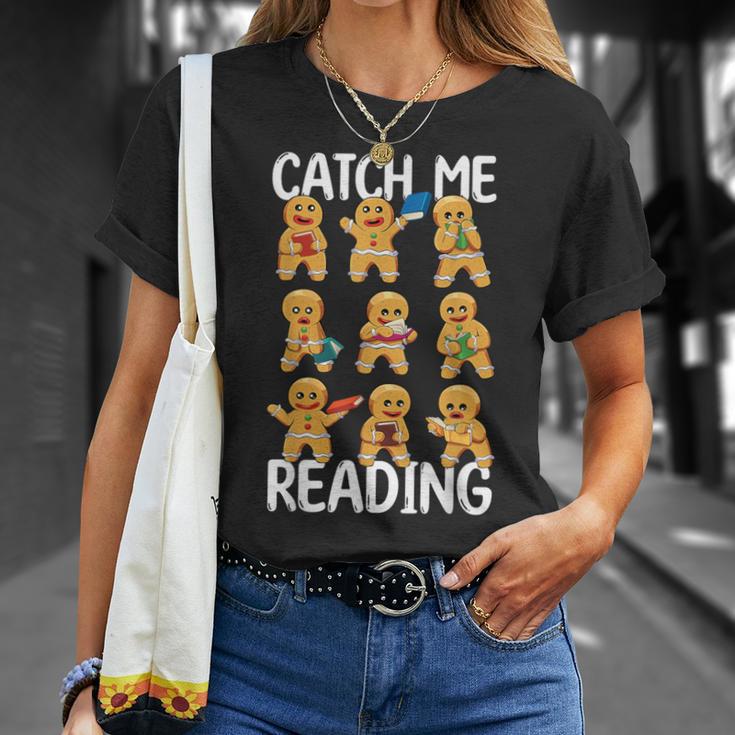 Catch Me Reading Christmas Gingerbread Man Teacher Book T-Shirt Gifts for Her