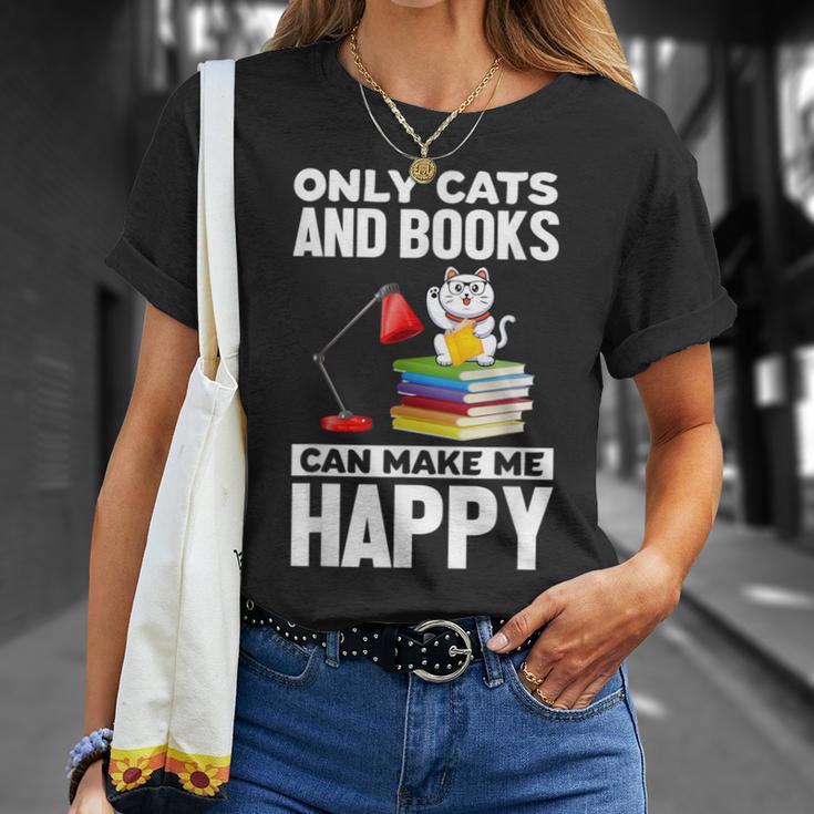 Only Cats And Books Can Make Me Happy Cat Lover Men Women Kids T-Shirt Gifts for Her