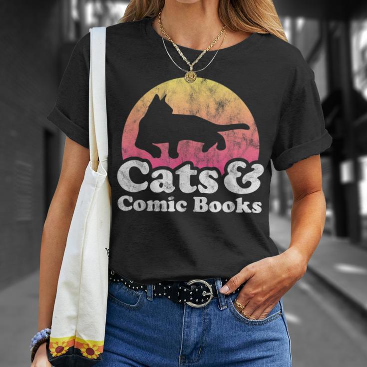 Cats And Comic Books Or Women's Cat And Comic Book T-Shirt Gifts for Her