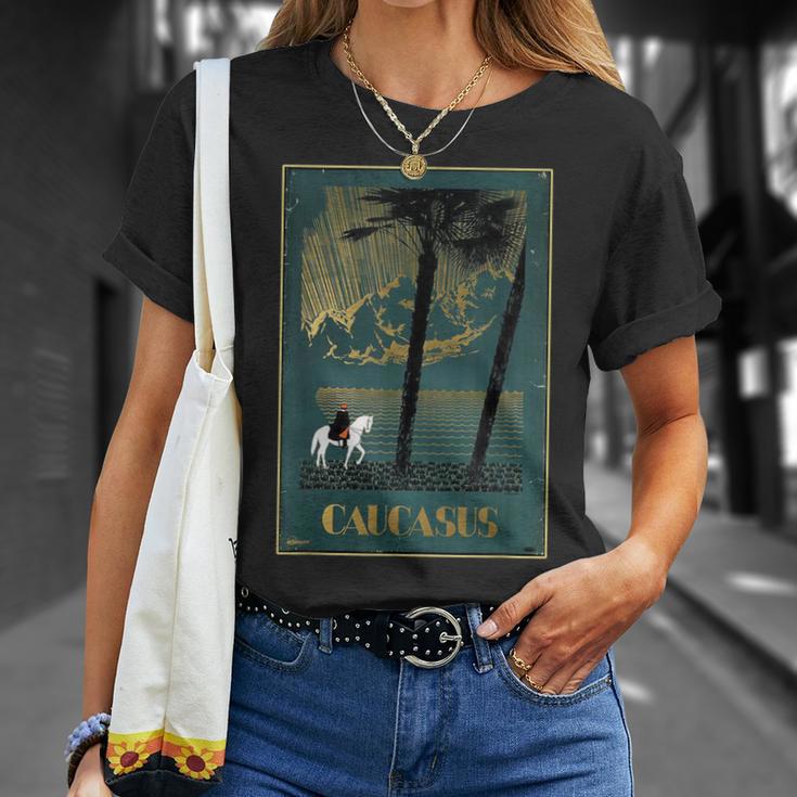 Caucasas Caucasus Mountains レトロ ヴィンテージ 馬 ライダー Tシャツ 彼女への贈り物