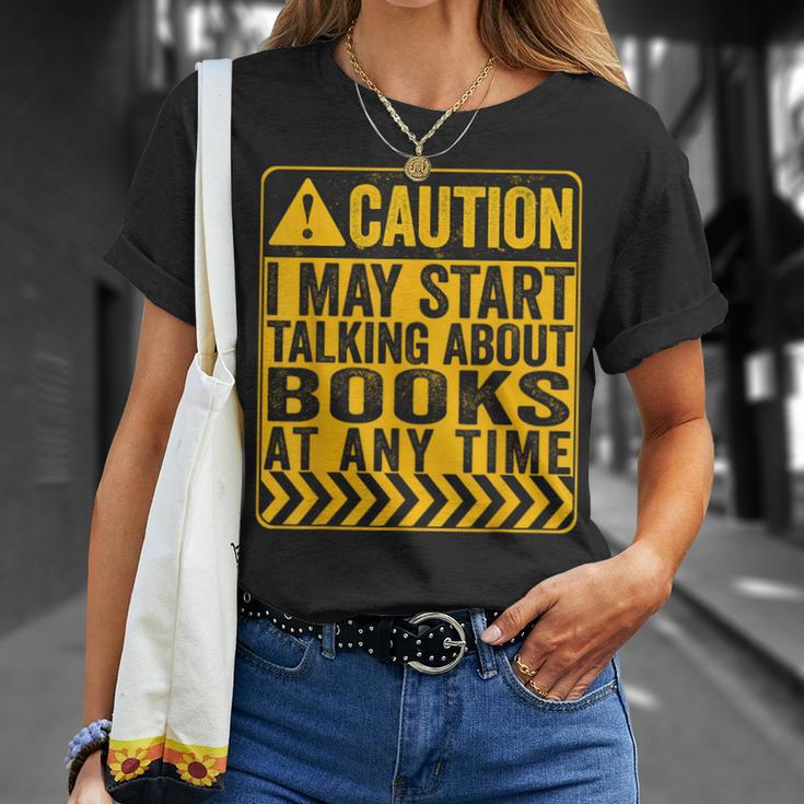 Caution I May Start Talking About Books T-Shirt Gifts for Her