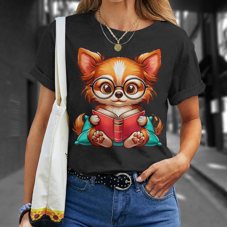 Chihuahua Reading a Book Dog T-Shirt Gifts for Her
