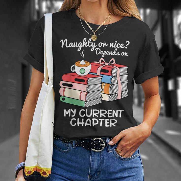 Christmas Book Lovers Naughty Or Nice T-Shirt Gifts for Her