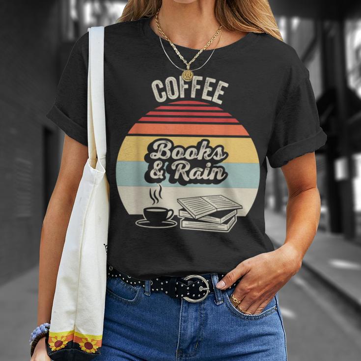 Coffee Books And Rain Reading Book Lover Retro T-Shirt Gifts for Her