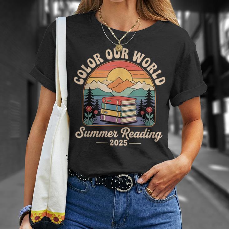 Color Our World Summer Reading 2025 Cute Book Wildflowers T-Shirt Gifts for Her