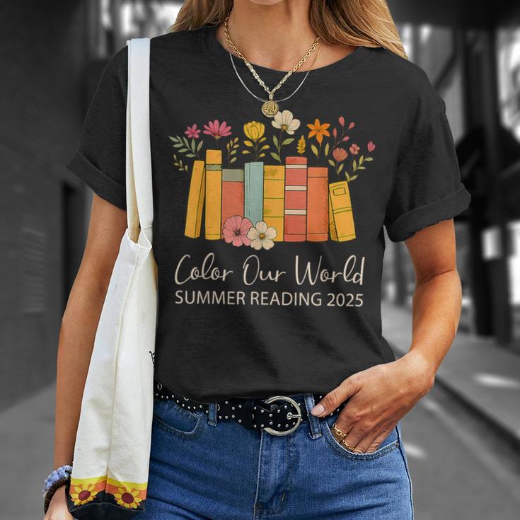 Color Our World Summer Reading 2025 Floral Cute Book Lover T-Shirt Gifts for Her