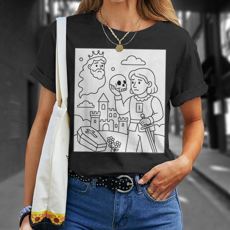 Coloring Book Hamlet Ghost Yorick Castle Shakespeare Play T-Shirt Gifts for Her