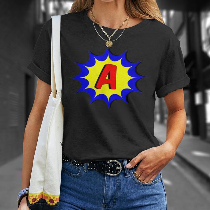 Comic Book Style Monogram Initial Letter A Superhero T-Shirt Gifts for Her Comic Book Style Monogram Initial Letter A Superhero T-Shirt Gifts for Her
