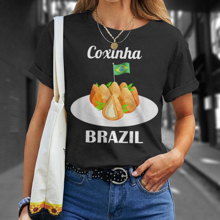 Coxinha 伝統的なブラジル料理 ブラジル国旗 Tシャツ 彼女への贈り物