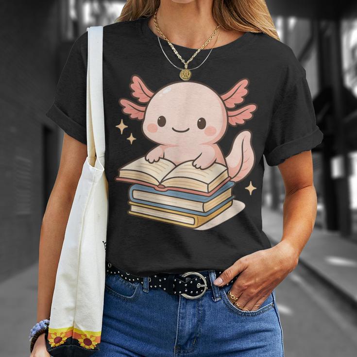 Cute Axolotl Reading Books Shirt Kawaii Axolotl Lover T-Shirt Gifts for Her