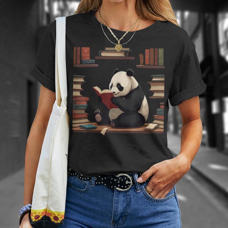 Cute Bear Is Reading a Book Reading Panda Bear T-Shirt Gifts for Her