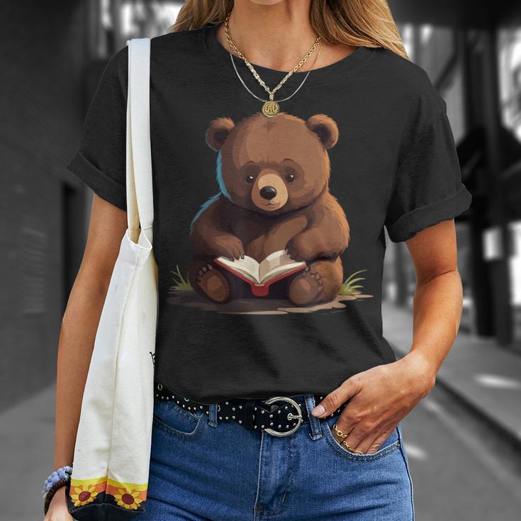 Cute Bear Is Reading a Book Reading Bear T-Shirt Gifts for Her