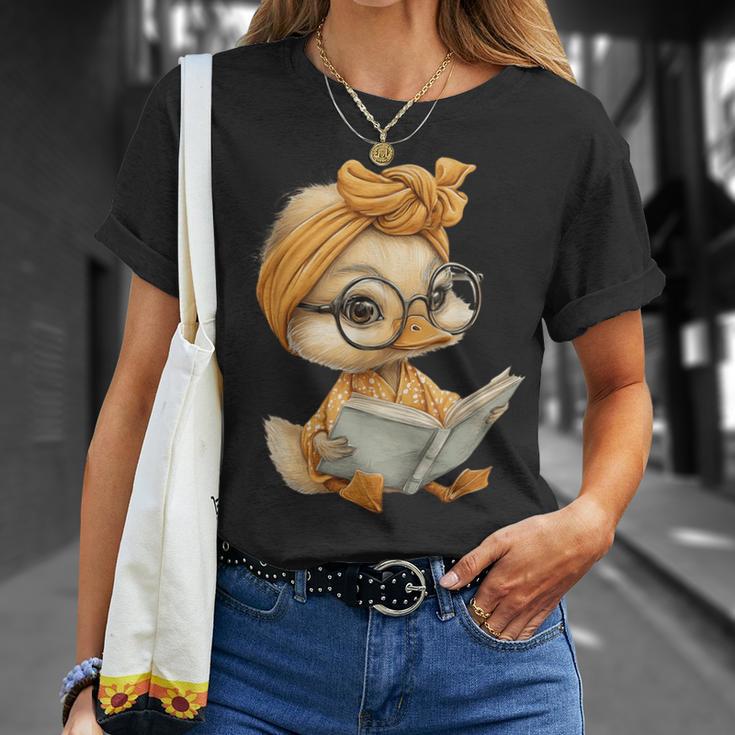 Cute Duckling Reading Book With T-Shirt Gifts for Her