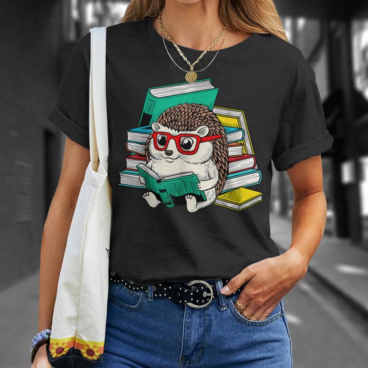 Cute Hedgehog Reading A Book Nerd Readers T-Shirt Gifts for Her