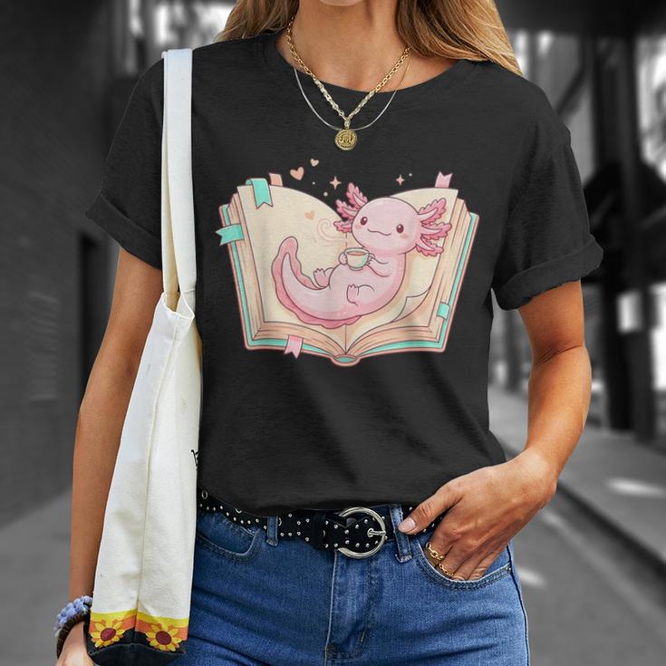 Cute Kawaii Axolotl Book Tea Lover Women Reading Cozy Art T-Shirt Gifts for Her Cute Kawaii Axolotl Book Tea Lover Women Reading Cozy Art T-Shirt Gifts for Her