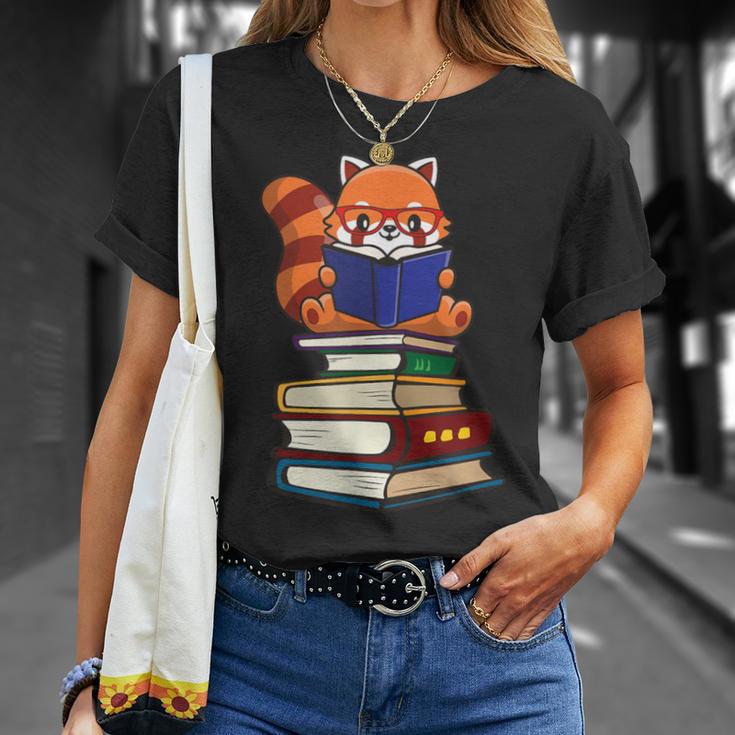 Cute Kawaii Kids Reading Books Glasses Red Panda Lover T-Shirt Gifts for Her Cute Kawaii Kids Reading Books Glasses Red Panda Lover T-Shirt Gifts for Her