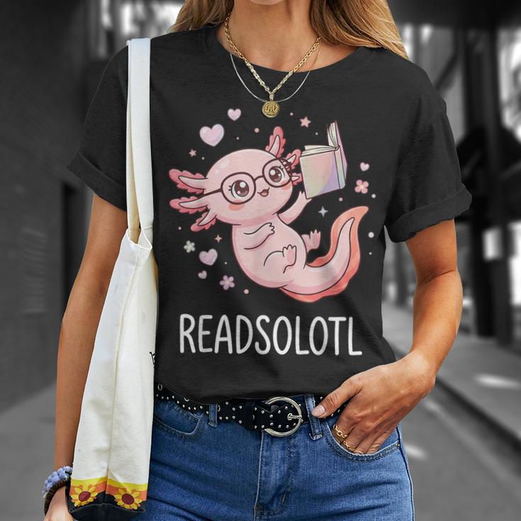 Cute Kawaii Readsolotl Axolotl Reading Book Pun T-Shirt Gifts for Her