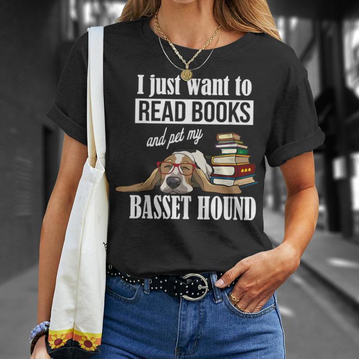 Cute Kids Read Books & Pet My Basset Hound Dog Lover T-Shirt Gifts for Her