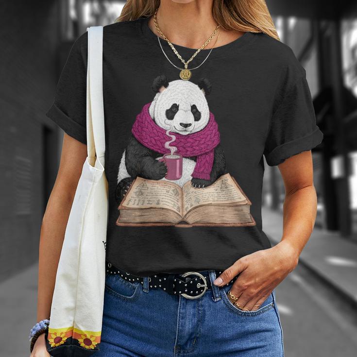 Cute Panda With Book And Hot Cocoa Reading T-Shirt Gifts for Her
