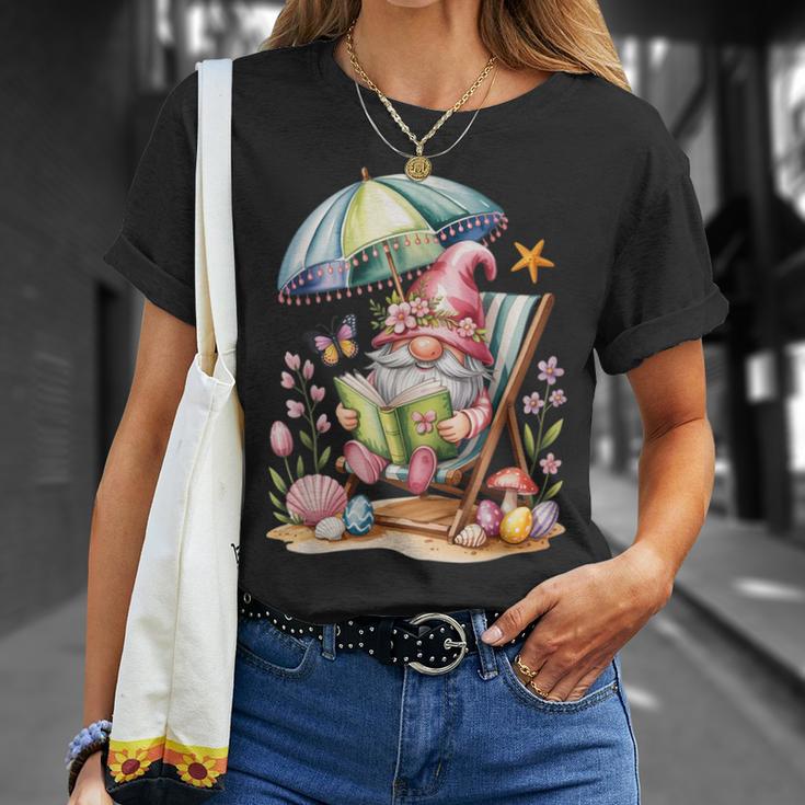 Cute Summer Relaxing Gnome Art For Book Lovers T-Shirt Gifts for Her