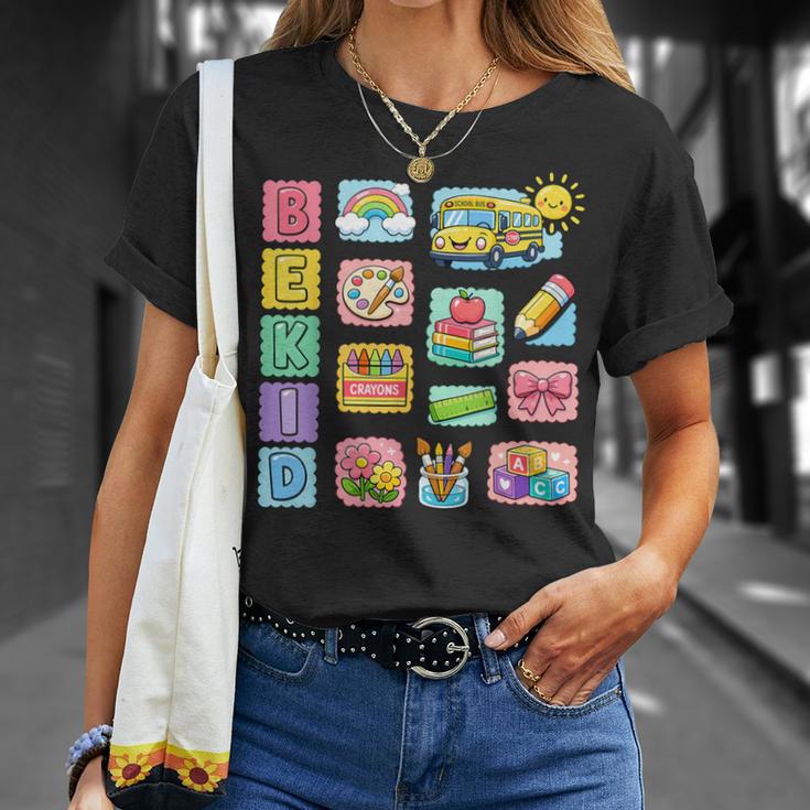 Cute Teacher Life With Crayons Rainbow Books Apple School T-Shirt Gifts for Her