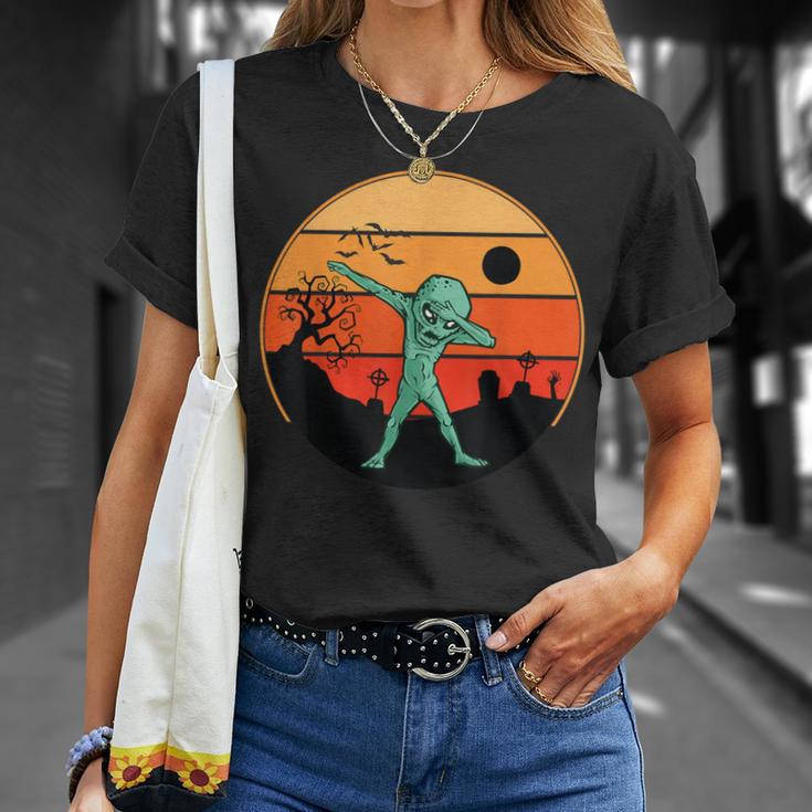 Dabbing Alien ハロウィン 面白い ダブ ダンス ポーズ トリック オア トリート Tシャツ 彼女への贈り物