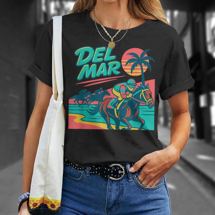 Del Mar 競馬 サラブレッドサンタアニタ競馬選手 Tシャツ 彼女への贈り物