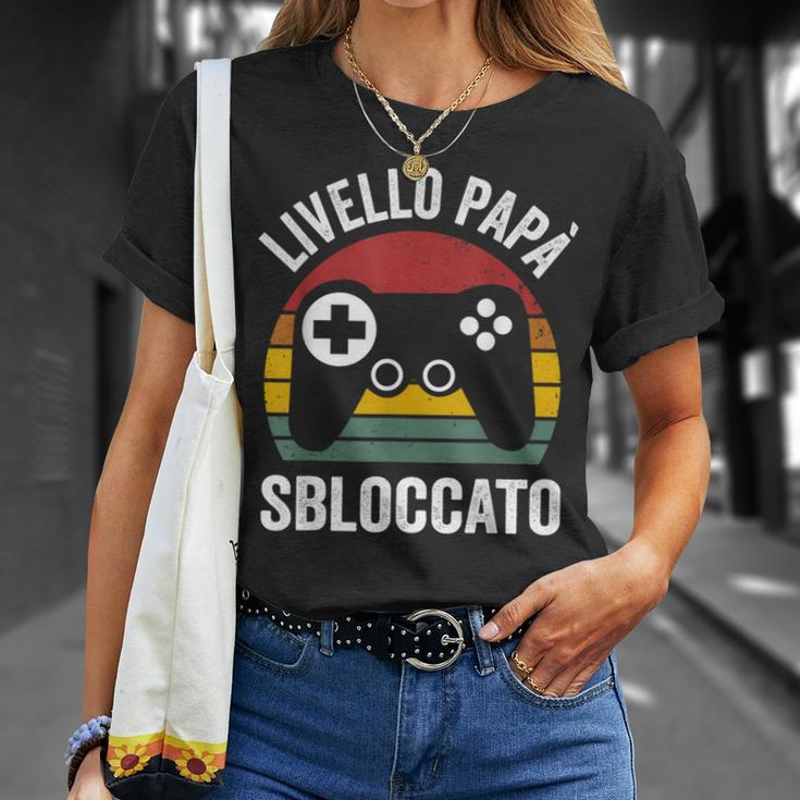 Divertente Nuovo Papà Camicia Papà Livellobloccato Maglietta Regalos para ella