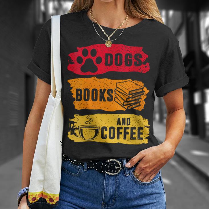 Dogs Books And Coffee Dog Book Reader Lover T-Shirt Gifts for Her