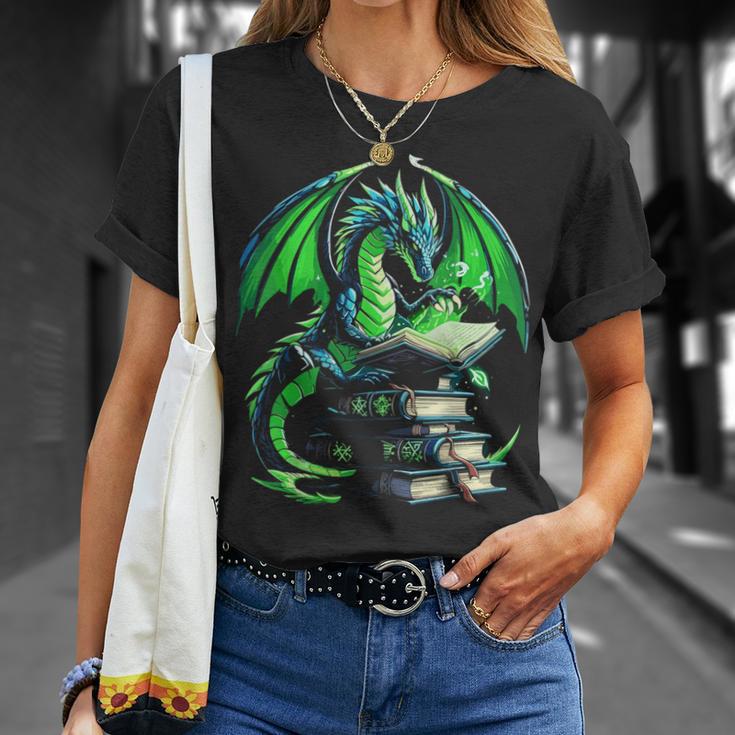 Dragon Reading Books Bookworm T-Shirt Gifts for Her