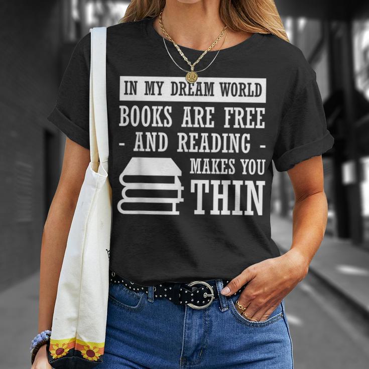 In Dream World Reading Book Lover Are Free Make You Thin T-Shirt Gifts for Her In Dream World Reading Book Lover Are Free Make You Thin T-Shirt Gifts for Her