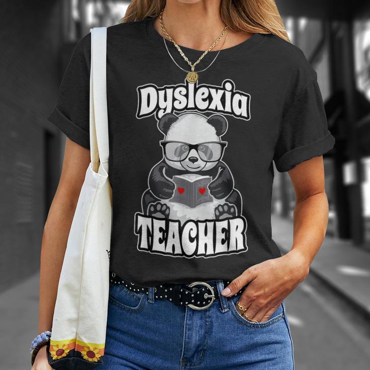 Dyslexia Teacher Therapist Dyslexic Therapy Panda Book Heart T-Shirt Gifts for Her