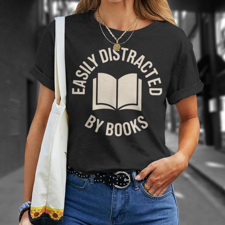 Easily Distracted By Books Reading T-Shirt Gifts for Her