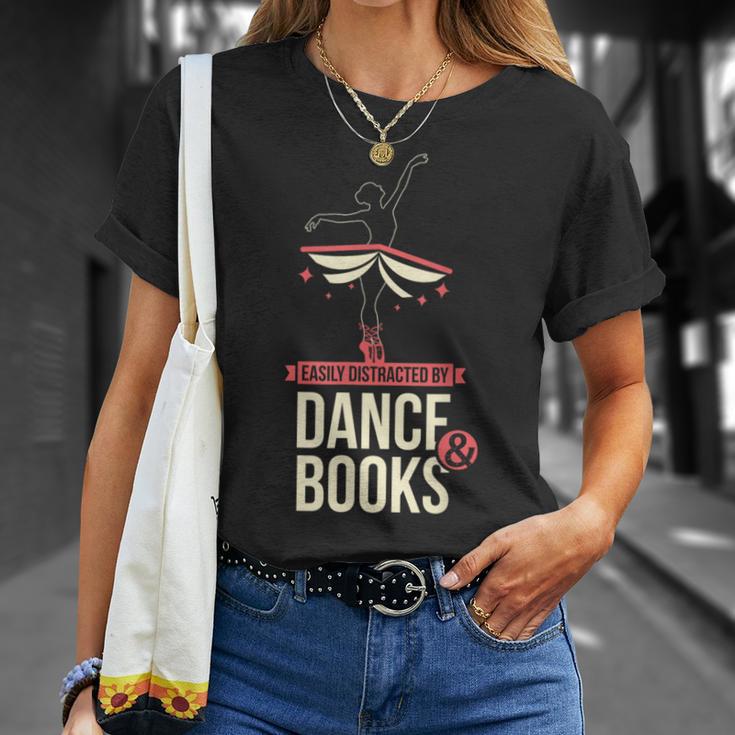 Easily Distracted By Dance And Book I Ballet Book T-Shirt Gifts for Her