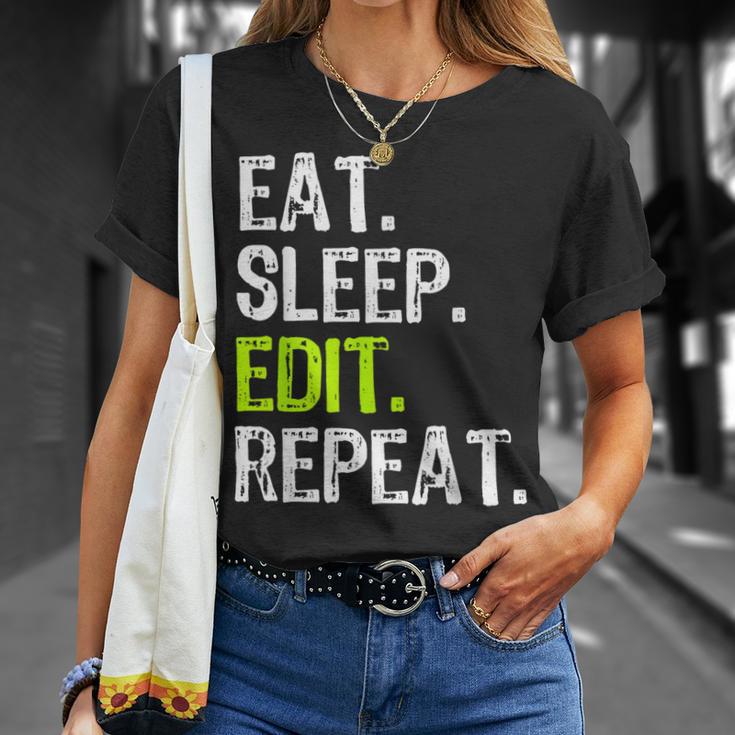 Eat Sleep Edit Repeat Editor Editing Video Film Book T-Shirt Gifts for Her Eat Sleep Edit Repeat Editor Editing Video Film Book T-Shirt Gifts for Her