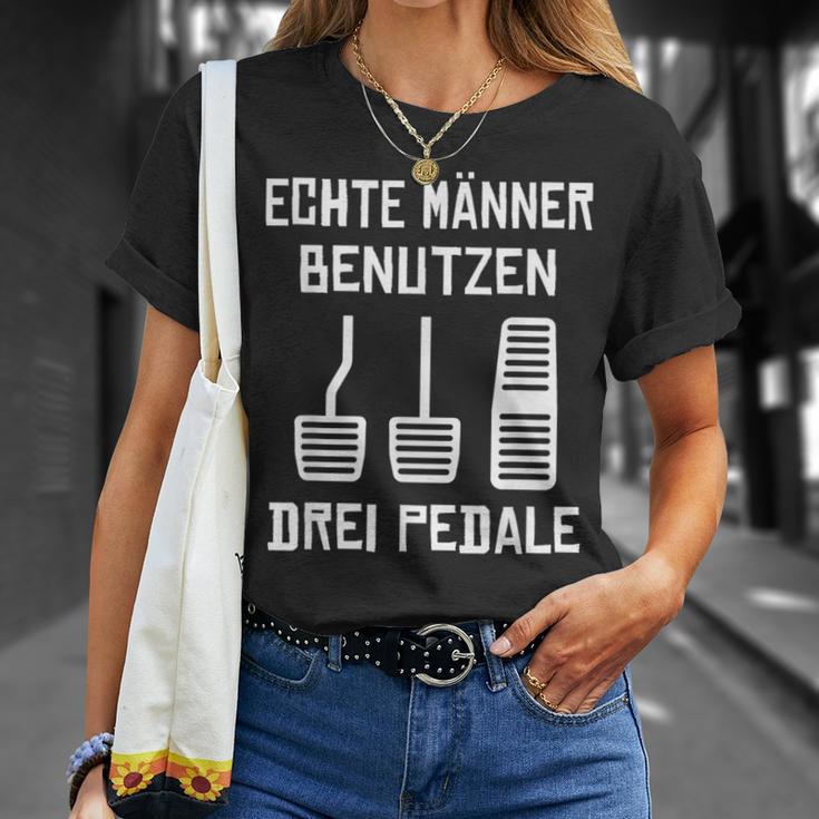 Echte Männer Benutzen Drei ペデール 旧車 手動運転 Tシャツ 彼女への贈り物