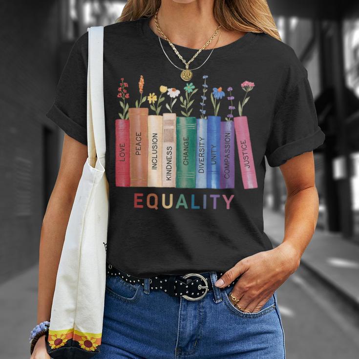 Equality Flower Books Equal Rights Social Justice Feminist T-Shirt Gifts for Her Equality Flower Books Equal Rights Social Justice Feminist T-Shirt Gifts for Her