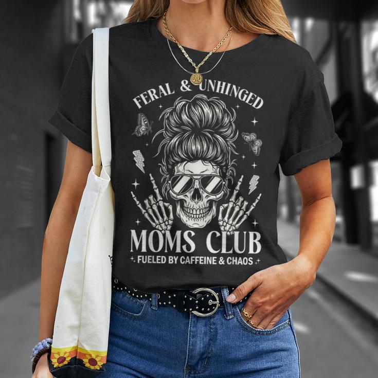 Feral And Unhinged Moms Club Mom Skeleton Coffee T-Shirt Gifts for Her