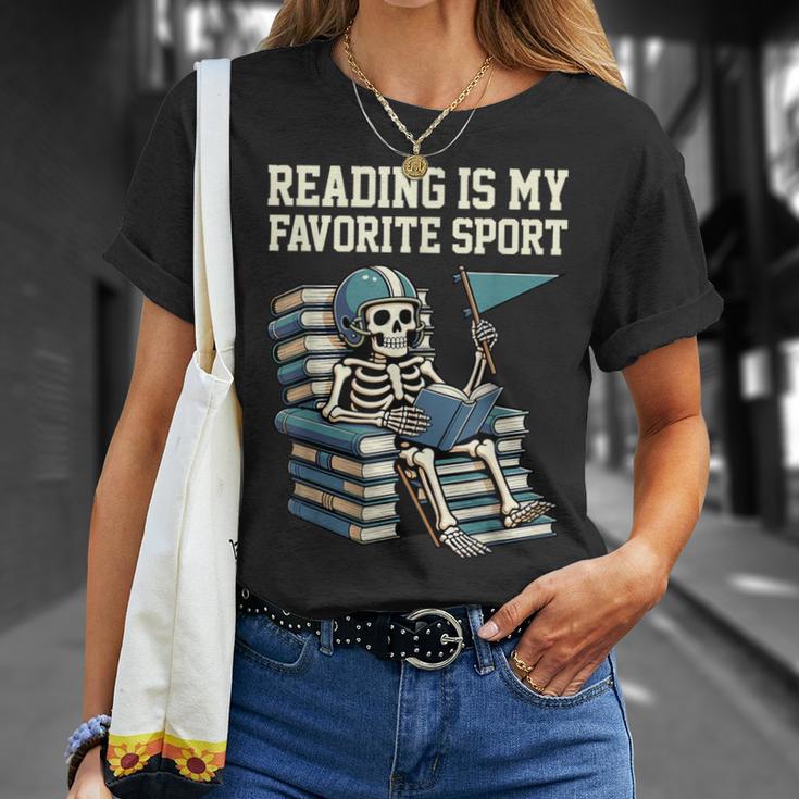 Football Skeleton Reading On Book Stack T-Shirt Gifts for Her Football Skeleton Reading On Book Stack T-Shirt Gifts for Her
