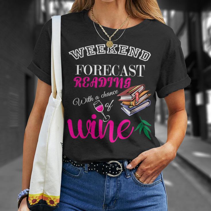 Weekend Forecast Reading With a Chance Of Wine Book Humor T-Shirt Gifts for Her Weekend Forecast Reading With a Chance Of Wine Book Humor T-Shirt Gifts for Her