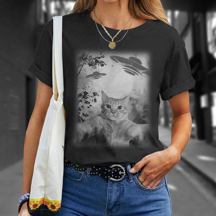 Catelfie With Ufos Cosmic Catpace Cat Tシャツ 彼女への贈り物