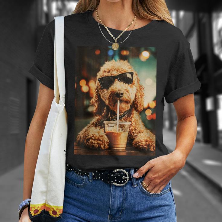 Golden Doodle Iced Coffee Dog Mom Doodle Lover Vintage T-Shirt Gifts for Her