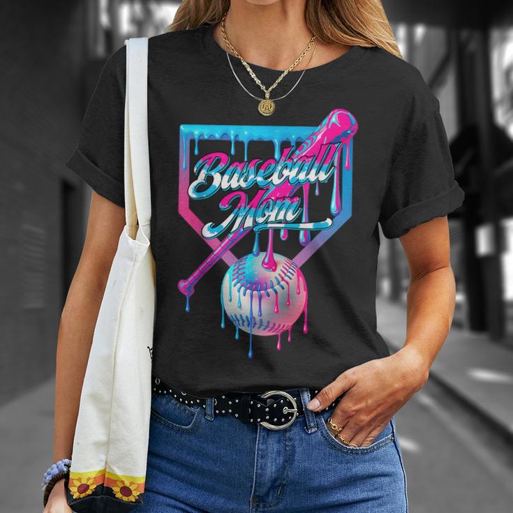 Mom Mama Baseball Ice Cream Drip Birthday T-Shirt Gifts for Her
