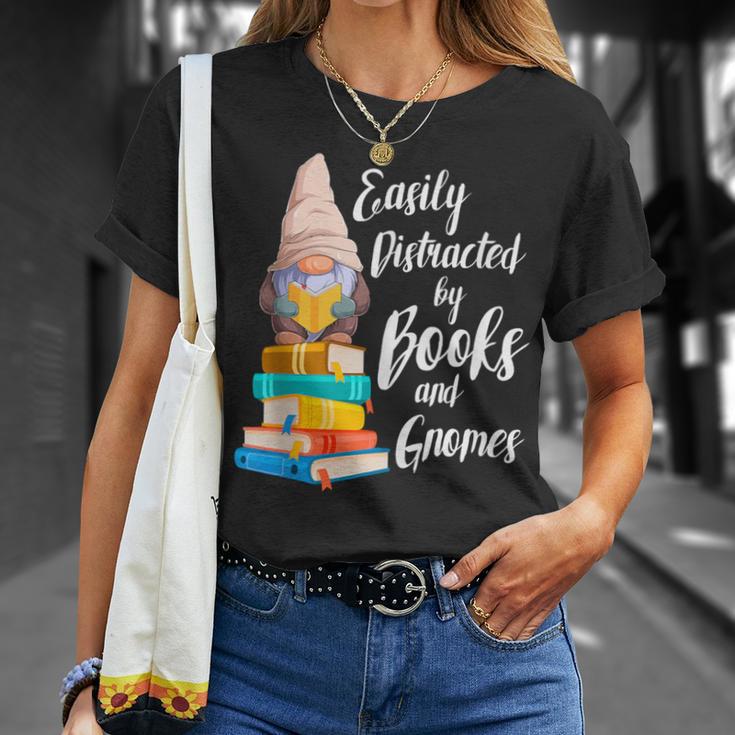 Garden Gnome Easily Distracted By Books Gnomes T-Shirt Gifts for Her Garden Gnome Easily Distracted By Books Gnomes T-Shirt Gifts for Her