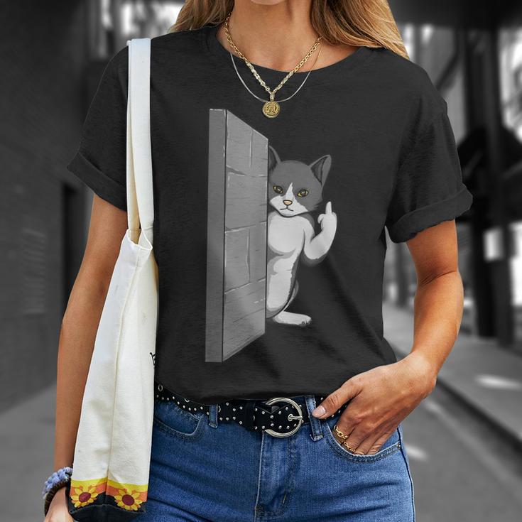 Gato Divertidooltea El Pájaro Gato Te Odia El Dedo Medio Camiseta unisex Regalos para ella
