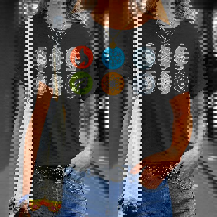 Gloomhaven Elements シンボル 火 氷 空 地球 ライトダーク Tシャツ 彼女への贈り物