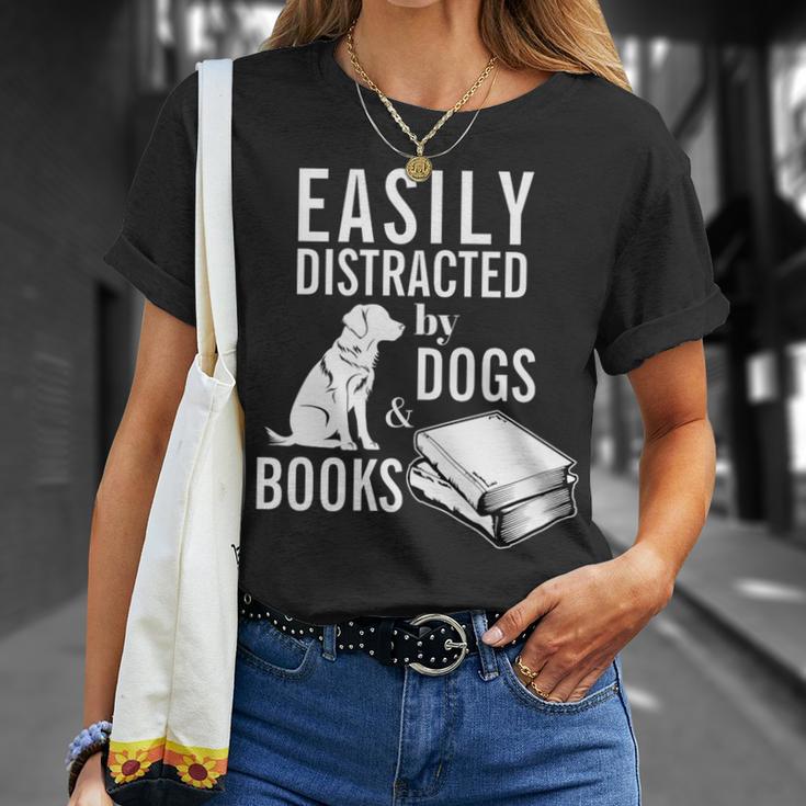 Golden Retriever Easily Distracted By Books And Dogs Premium Tri-Blend T-Shirt Gifts for Her