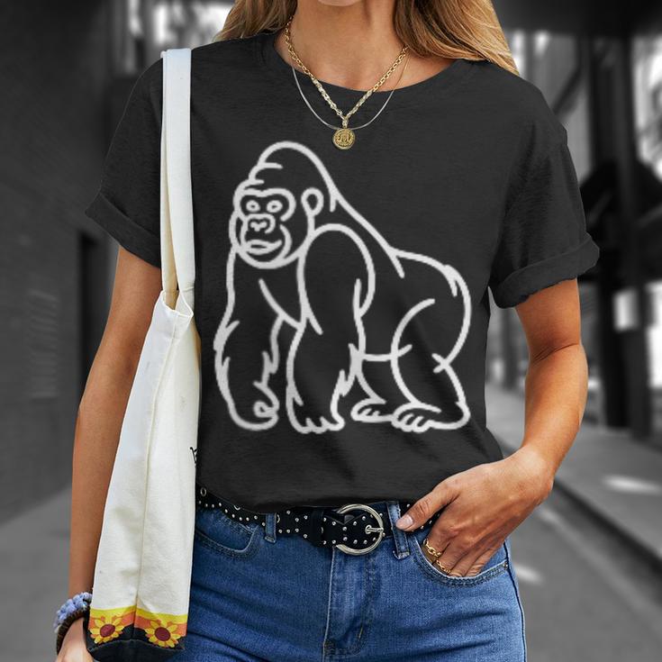 Gorilla ミニマリスト バッジ パッチライン アート 動物 Tシャツ 彼女への贈り物