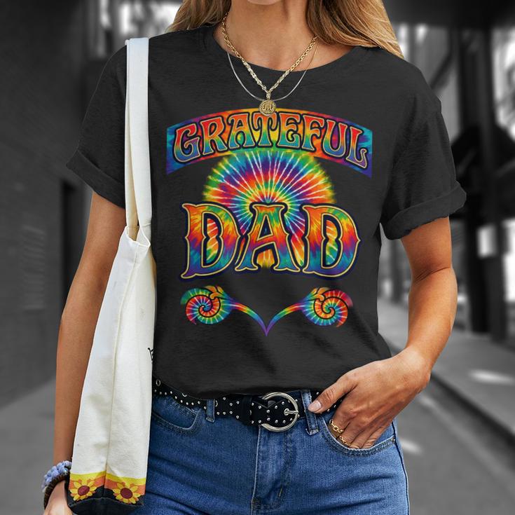 Grateful Dad Tie Dye Retro Hippie Rainbow Festa Del Papà Maglietta Regalos para ella