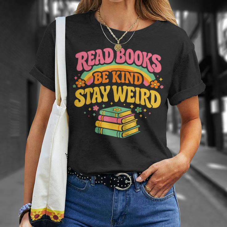 Groovy Read Books Be Kind Stay Weird Bookish Quote T-Shirt Gifts for Her